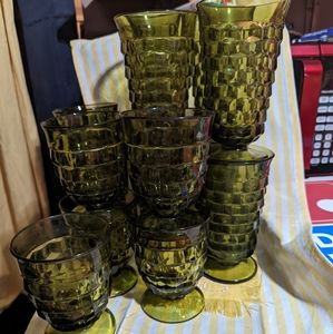 1950's Vintage Indiana Green Glassware